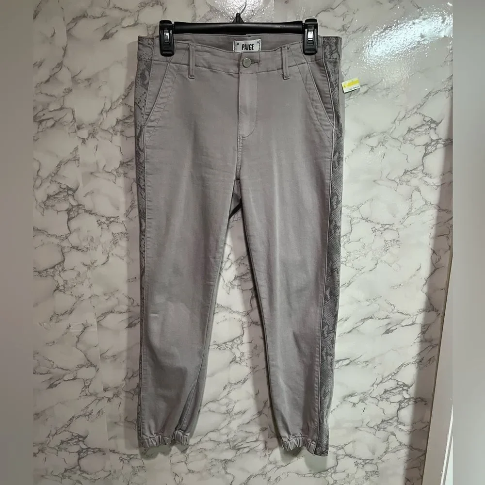 PAIGE Mayslie Jogger Gray Snakeskin Accent Women's Size 28 - Picture 1 of 10